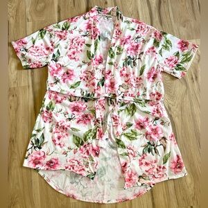 Show Me‎ Your Mumu Pink Floral Robe W/ Tie Belt One Size Lounge Wear Sleepwear